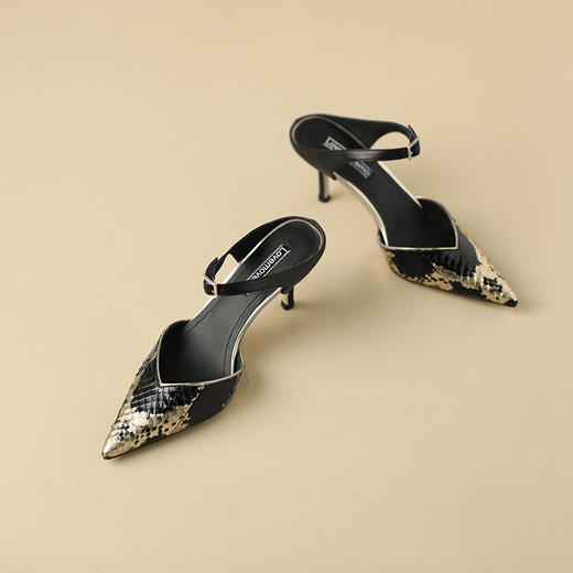 OLD-A109 2023春季新款女鞋时尚气质欧美风蛇纹尖头细跟包头半拖鞋女高跟鞋 商品图7