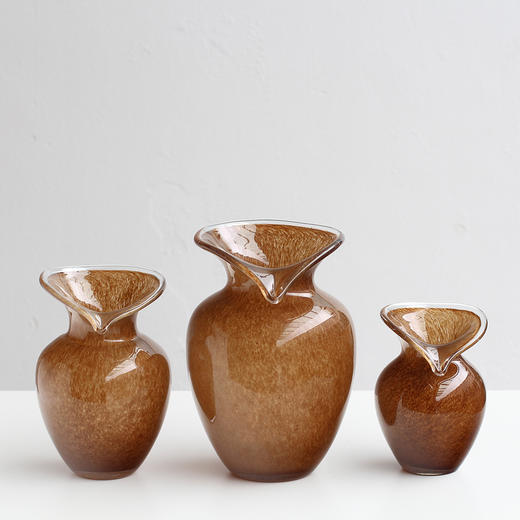 中古风磁粉咖色玻璃花瓶餐桌花器摆件工艺品 商品图3