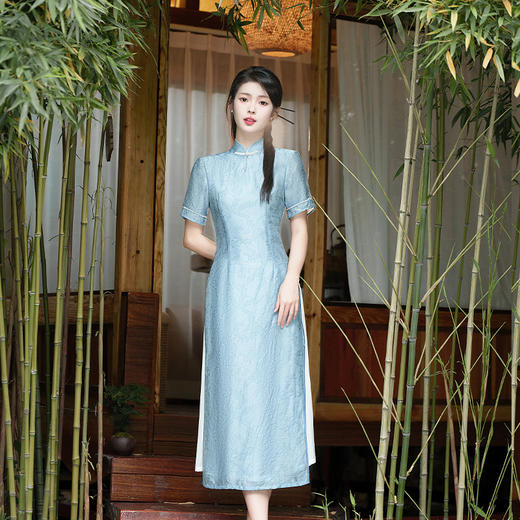 夏季新款，天丝改良版旗袍双层旗袍小长款日常连衣裙JLM-3116 商品图3