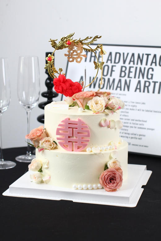 【1464】订婚粉白鲜花双层 商品图4