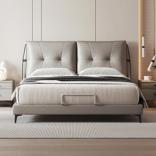 喜梦宝科技布床现代简约布艺床卧室家具北欧主卧软包床 商品图0