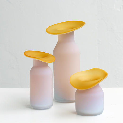 磁粉内琥珀外烤白玻璃花瓶手工生产工艺品摆件 商品图1