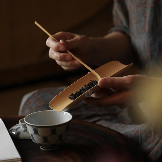 安吉名家玉竹椭圆茶则 中式茶拨两件套 名家手工茶勺精磨镜面 茶室茶道零配 商品图1