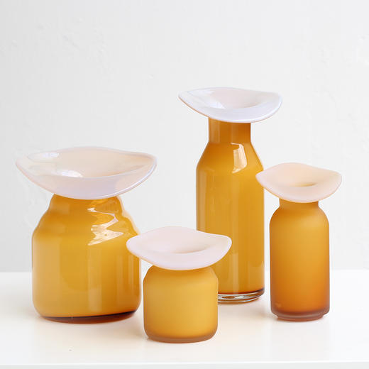 磁粉内烤白外琥珀玻璃花瓶器皿摆件工艺品 商品图0