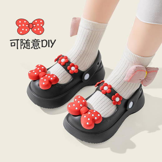 【玛丽珍儿童拖鞋】夏季女童可爱蝴蝶结洞洞鞋 室内凉拖鞋亲子包头凉鞋 商品图2