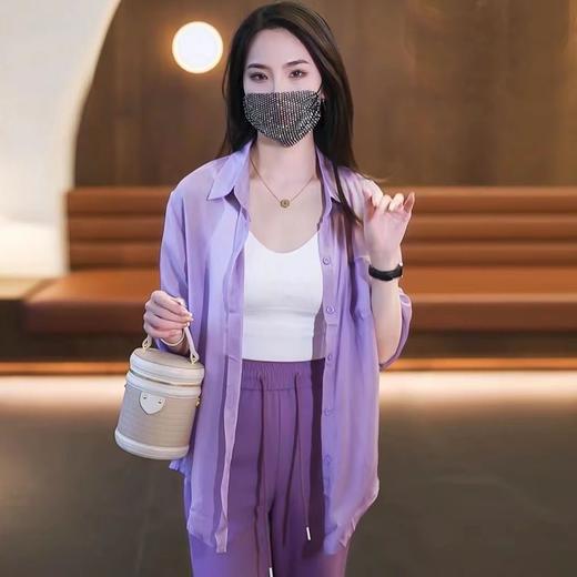 防晒衣女防紫外线夏季防晒薄款冰丝透气防晒透气阔腿裤套装两件套DD 商品图0