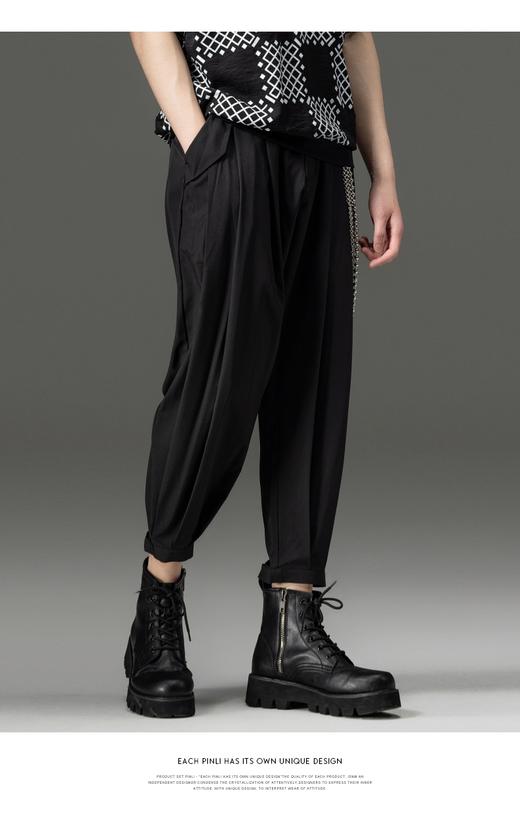 PINLI品立裁魂夏季新款束脚裤薄款百搭休闲九分裤潮牌纯色男裤子BC221117018 商品图0