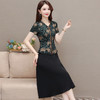 妈妈装复古印花连衣裙，夏季新款短袖裙拼结假两件中长款连衣裙QYM-KED-H1178-Y 商品缩略图1
