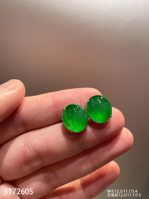 老坑高冰阳艳绿蛋面耳钉【3172605】具体价格微信咨询 商品图1