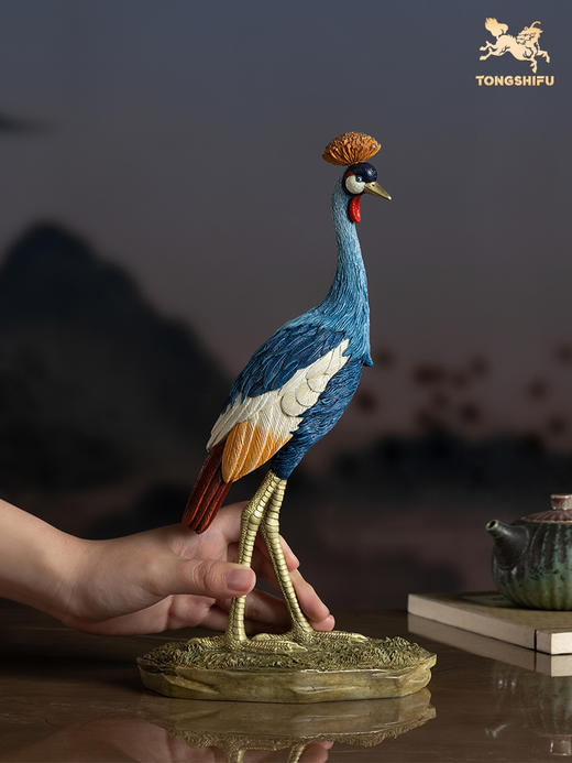 铜师傅 铜摆件 《铜师傅百鸟集》之灰冠鹤 家居饰品 桌面摆件 商品图4