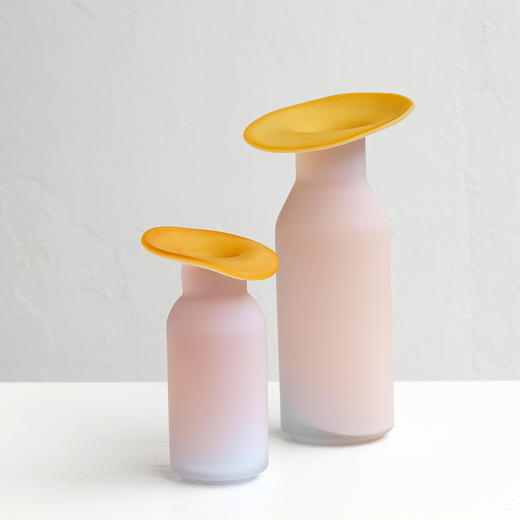 磁粉内琥珀外烤白玻璃花瓶手工生产工艺品摆件 商品图2