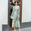 高端印花真丝优雅连衣裙新款22姆米重磅桑蚕丝修身裙NSM-R6002 商品缩略图1