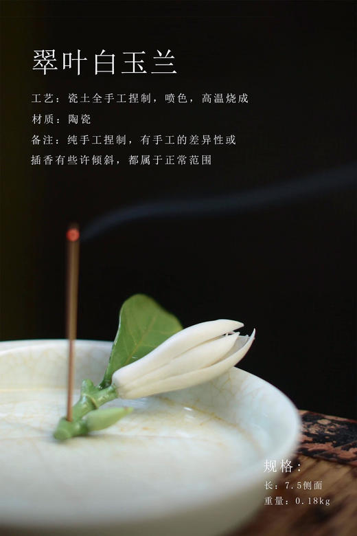 手捏瓷花°翠叶白玉兰 商品图0