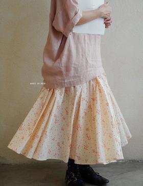 apuntob 波浪印花小红点半身裙