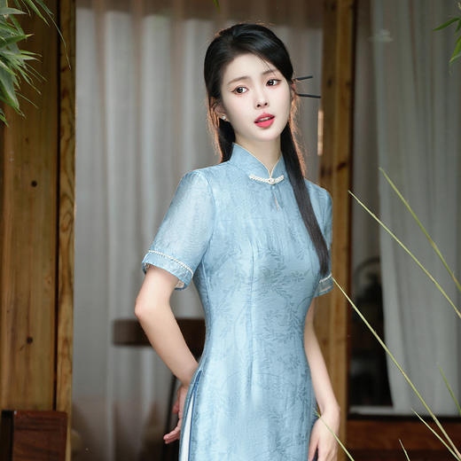 夏季新款，天丝改良版旗袍双层旗袍小长款日常连衣裙JLM-3116 商品图5