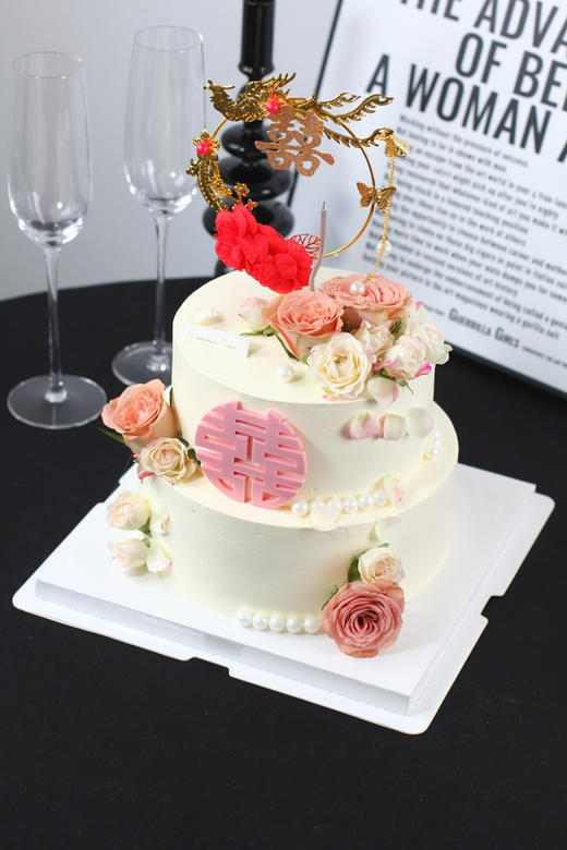 【1464】订婚粉白鲜花双层 商品图3