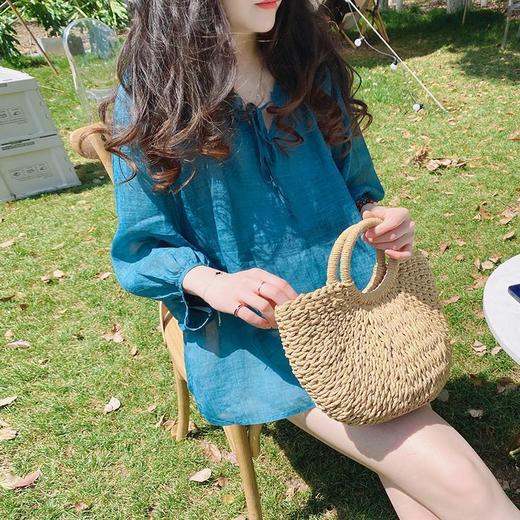 XT-992304235娃娃衫大码衬衫韩版棉麻上衣女式夏款宽松透气七分袖防晒小衫T恤 商品图1