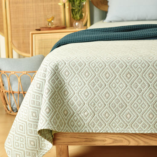 双色菱形格纹系列床单盖毯纯棉床品 商品图2