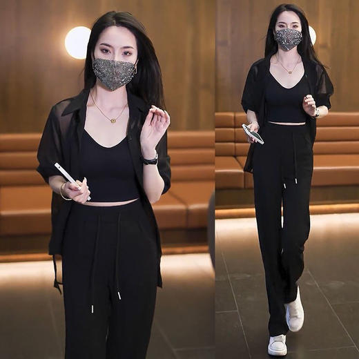 防晒衣女防紫外线夏季防晒薄款冰丝透气防晒透气阔腿裤套装两件套DD 商品图2