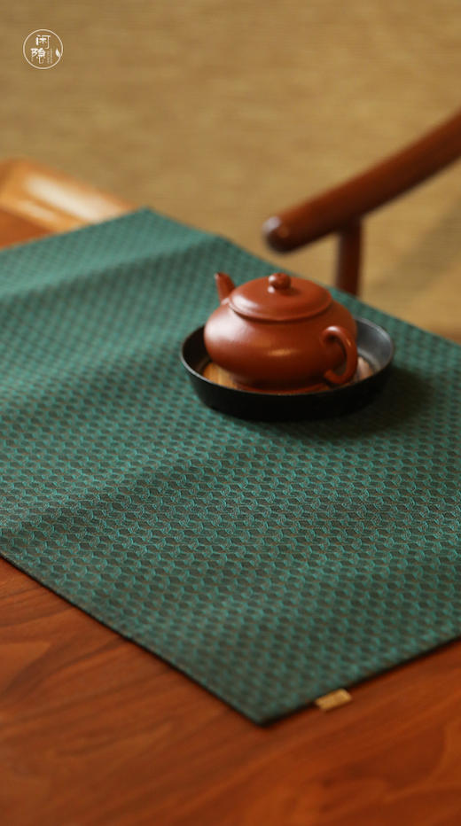 慢蓝短款 双面真丝香云纱茶席 56*35cm 商品图1