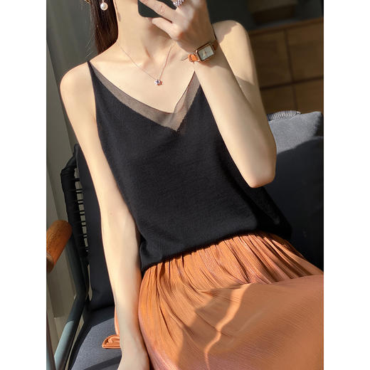 老板娘私物！冰爽醋酸丝太舒服！V领性感针织吊带背心女CSS2301 商品图1