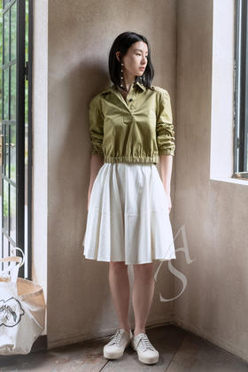 Palmer Harding  白色伞形褶皱半裙