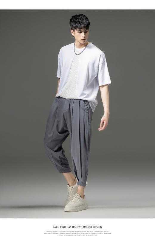 PINLI品立裁魂夏季新款束脚裤薄款百搭休闲九分裤潮牌纯色男裤子BC221117018 商品图12