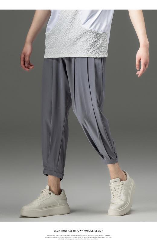 PINLI品立裁魂夏季新款束脚裤薄款百搭休闲九分裤潮牌纯色男裤子BC221117018 商品图10