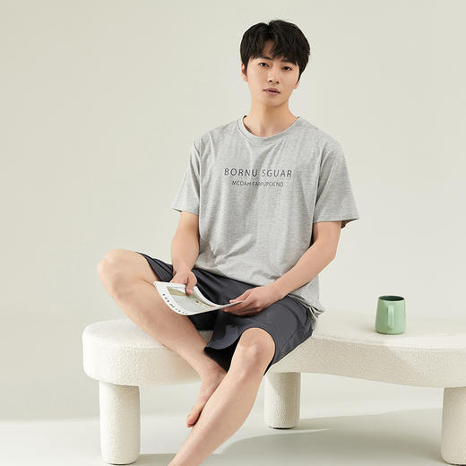 【纯棉凉爽男士睡衣】夏季纯棉短袖短裤两件套 休闲可外穿男士家居服套装 商品图1