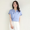 【多色可选】罗蒙夏季轻薄透气微弹力短袖衬衫女士休闲百搭V领短袖衬衣 商品缩略图5