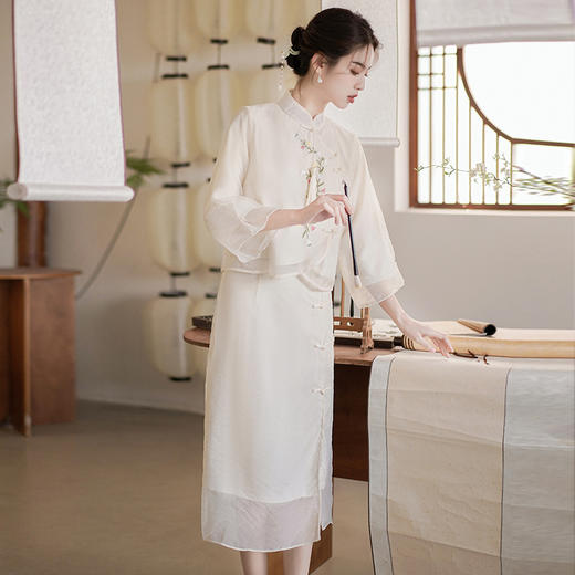 NRJ-110-8167新中式国风女装汉服改良版禅意穿搭汉元素古装上衣半身裙两件套 商品图3