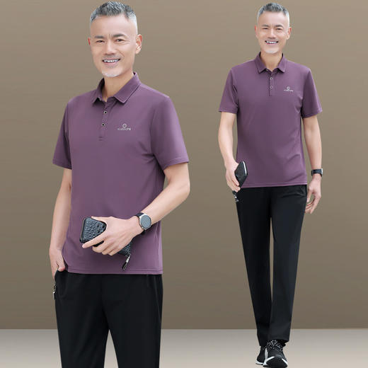 中老年休闲运动服男夏天冰丝短袖套装（货号 SP59777） 商品图0