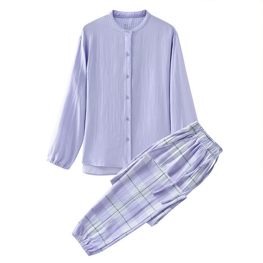 【新品上市】【国潮家居服】国潮风家居服纯棉双层纱情侣家居服全棉睡衣套装立领 商品图9
