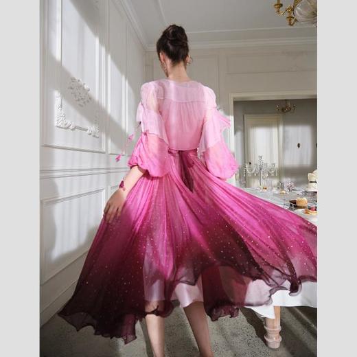 BeQueenStory【烈焰玫瑰】重工高定100桑蚕丝连衣裙开衫2023新款 商品图4