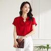 【多色可选】罗蒙夏季轻薄透气微弹力短袖衬衫女士休闲百搭V领短袖衬衣 商品缩略图4