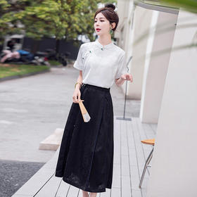 HR WWL589中式风套装时尚气质提花马面裙两件套