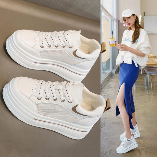 真皮小个子休闲8厘米增高厚底松糕低帮透气鞋LMS7117 商品图8