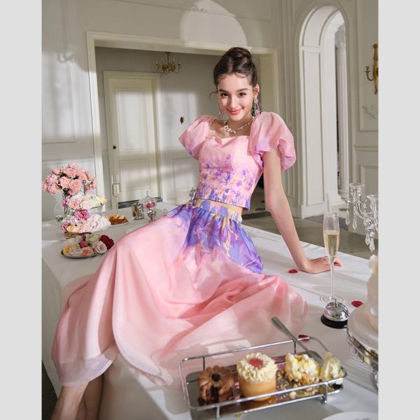 BeQueenStory【莫奈花海】高级优雅渐变时尚套装&连衣裙2023新款