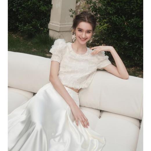 【年终福利，不退不换】    【人鱼泡沫】时尚温婉精致优雅短款上衣女夏季新 商品图4