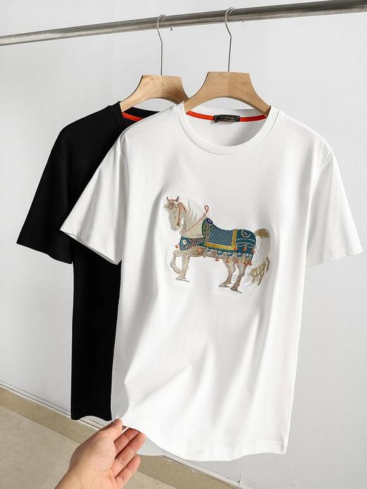 【eve-2309】羔端系列！男子细腻刺绣夏日圆领短袖T恤！！ 商品图1