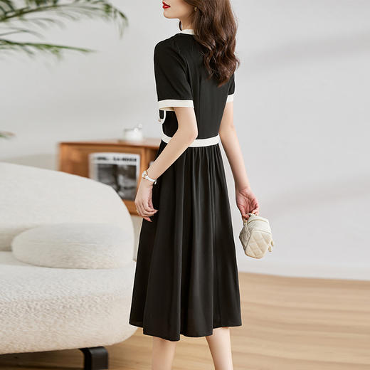 HR WW26599时尚假两件连衣裙收腰显瘦简约中长款裙 商品图3