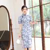 优雅修身，新款青花瓷苎麻旗袍HYM-21003 商品缩略图2