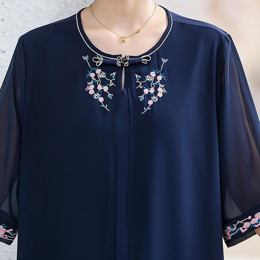 YCE T212-9012民族风洋气50岁60大码雪纺裙 商品图3