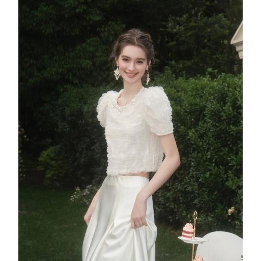 【年终福利，不退不换】    【人鱼泡沫】时尚温婉精致优雅短款上衣女夏季新 商品图0