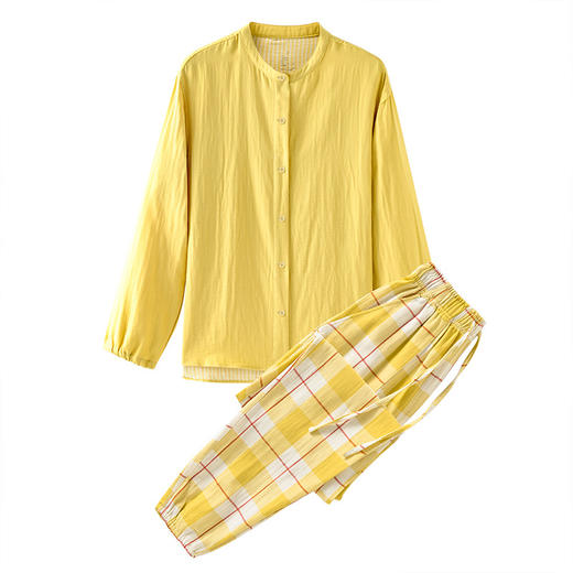 【新品上市】【国潮家居服】国潮风家居服纯棉双层纱情侣家居服全棉睡衣套装立领 商品图11