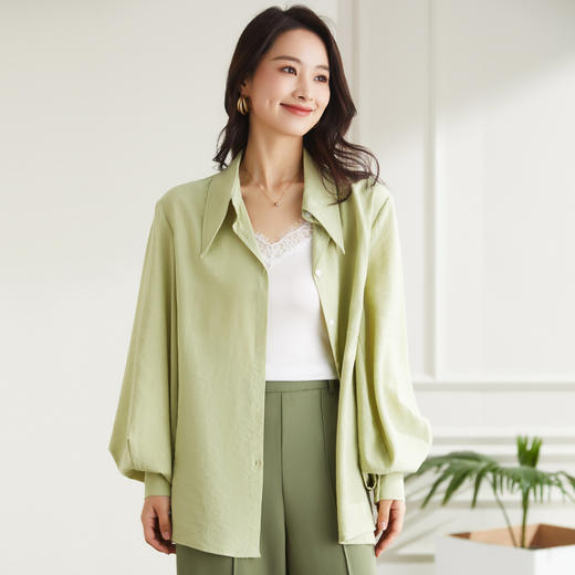 【多色】罗蒙夏季长袖衬衫女士轻薄透气慵懒宽松大码休闲百搭衬衣开衫女 商品图6