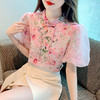 新款国风气质盘扣雪纺印花复古改良旗袍上衣K-157T6700 商品缩略图0