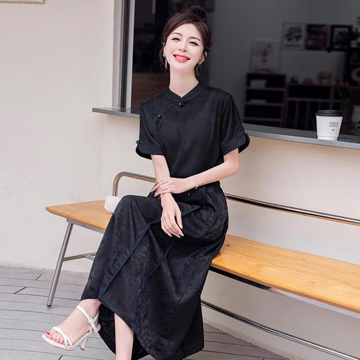 HR WWL589中式风套装时尚气质提花马面裙两件套 商品图2