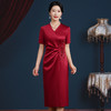 JC-5399酒红色喜婆婆婚宴装女年轻小个子婚礼服洋气年轻高贵夏装 商品缩略图0