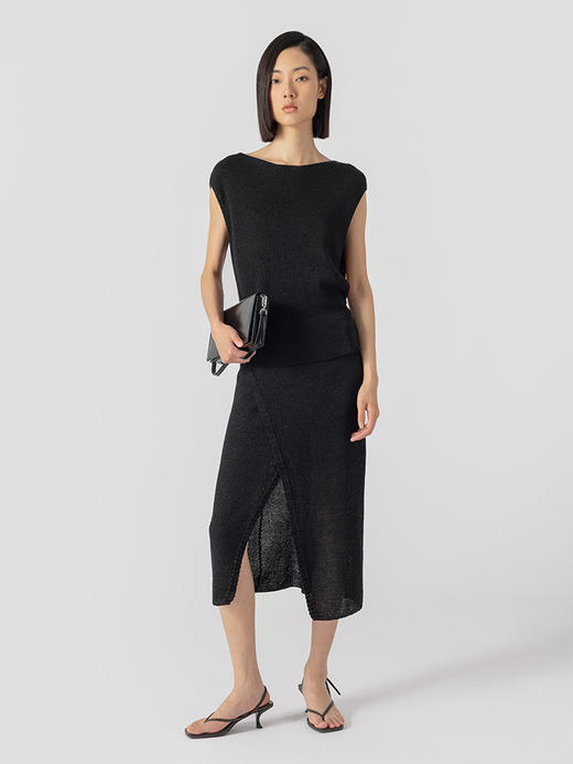 322工房重塑经典和纸纱深袖窿针织背心2023春夏叠穿马甲上衣B056 商品图3